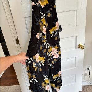 Lulu's Navy Floral Split Leg Jumpsuit